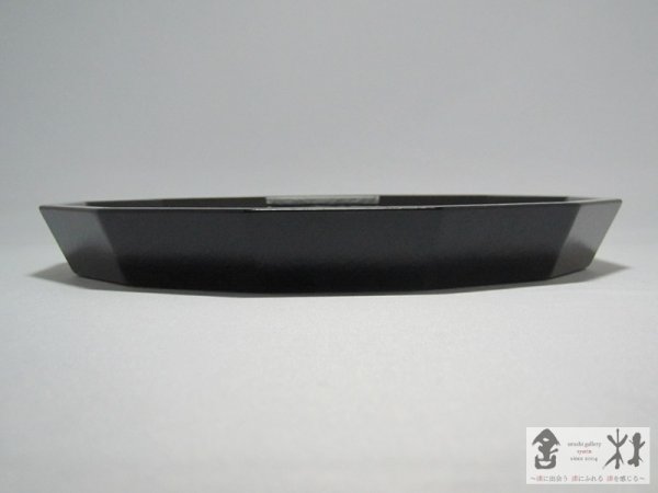 画像2: 福田敏雄作　十二角皿　8寸　布目　木地呂　242×30mm (2)