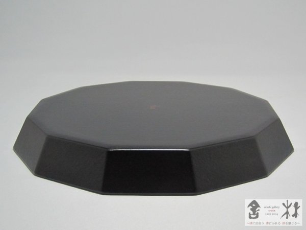 画像3: 福田敏雄作　十二角皿　8寸　布目　木地呂　242×30mm (3)