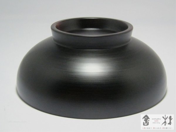 画像3:  高田晴之作　イチョウどんぶり　黒　193×80mm　1250cc (3)