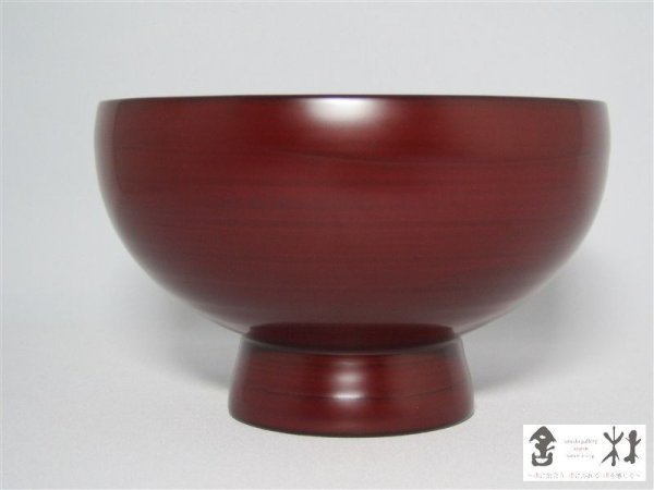 画像2: 赤木明登作　奥羽飯椀　小　赤　127×77mm　450cc (2)