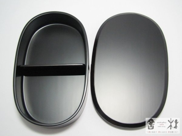 画像4: 赤木明登作　曲輪弁当箱　平　黒　193×123×52mm (4)