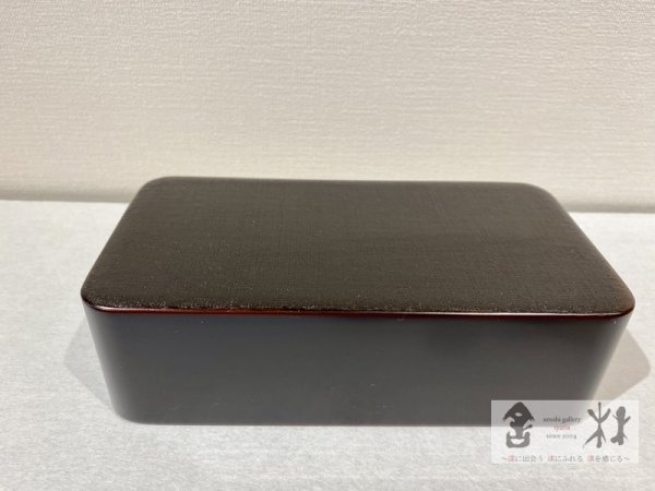 画像3: 小林慎二作　隅丸弁当箱一段　赤溜　168×87×62mm (3)