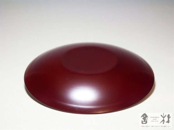 画像2: 小林慎二作　5寸皿　赤溜　153×20mm　 (2)