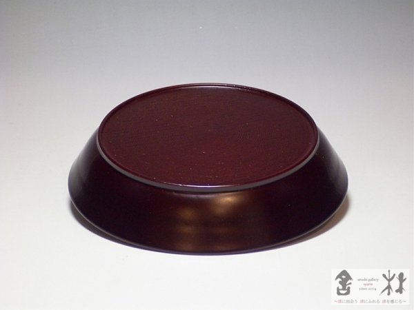 画像2: ●小林慎二作　端反り皿（中）　赤溜　122×23mm (2)